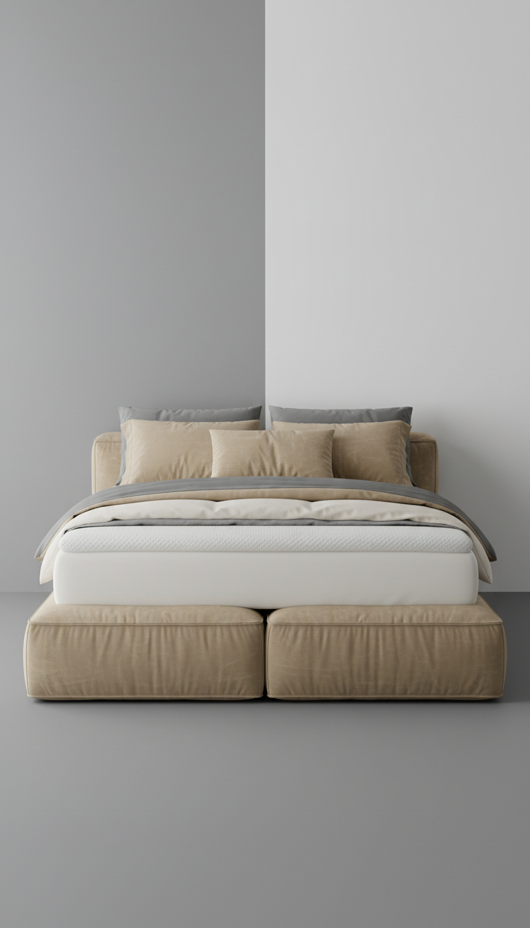 Modular Upholstered Bed Base Champagne Gold